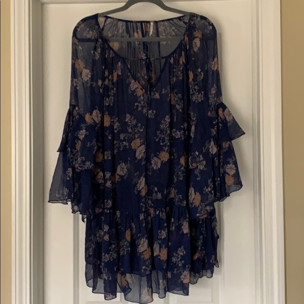 Free People Sheer Floral Tunic Top